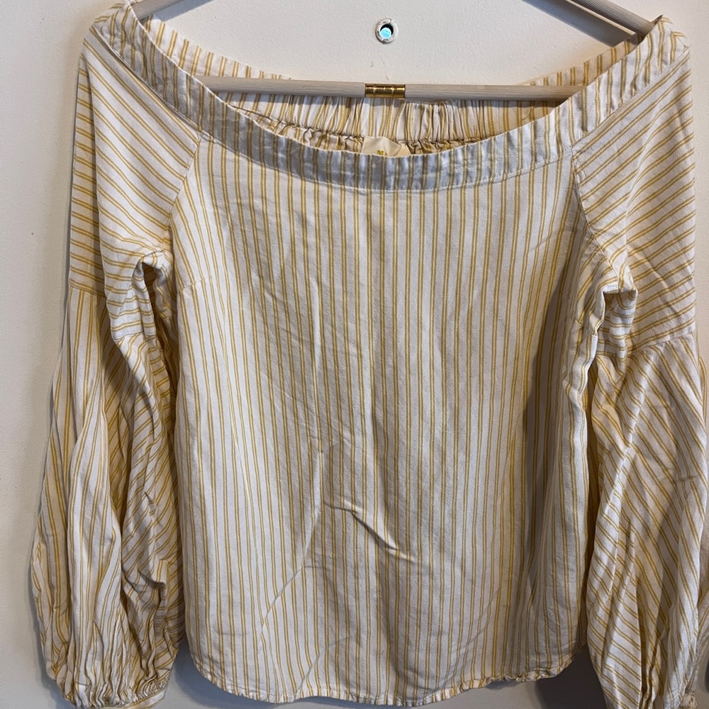 Maeve Cream Off-the-Shoulder Blouse with 3/4 Sleeves